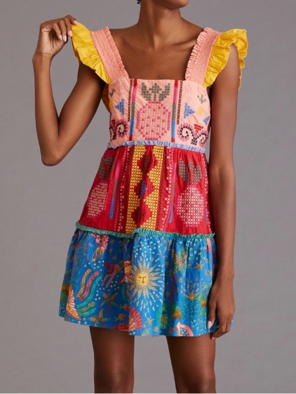 FARM Rio Colorblocked Mini Dress